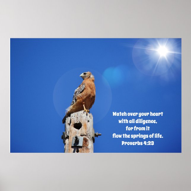 "Hawk Over Heart Bible Scripting Poster" Poster (Vorne)