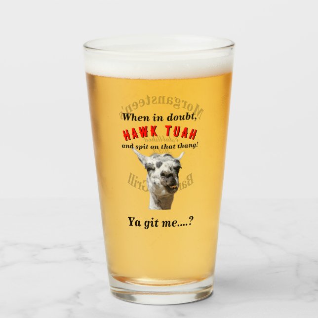 Hawk tuah spuckt Lamas personalisiertes Geschirr Glas (Vorne (Gefüllt))