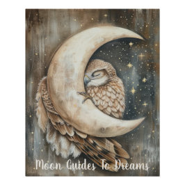 Hawk-Vogelbaby auf dem Mond Poster