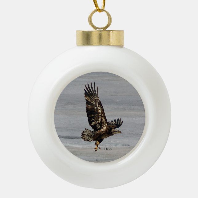 Hawkball oder Schneeflocke Keramik Kugel-Ornament (Vorderseite)