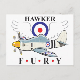 Hawker Fury Karikatur Postkarte