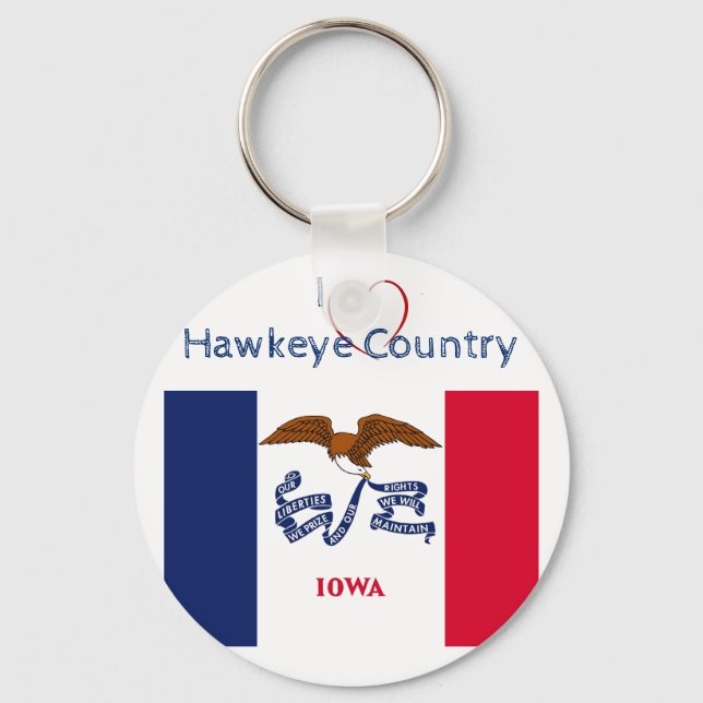 Hawkeyes Iowa Patriotic Flag Button Schlüsselanhänger (Vorderseite)