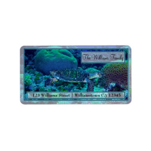 Hawksbill Sea Turtle Address Labels Adressaufkleber