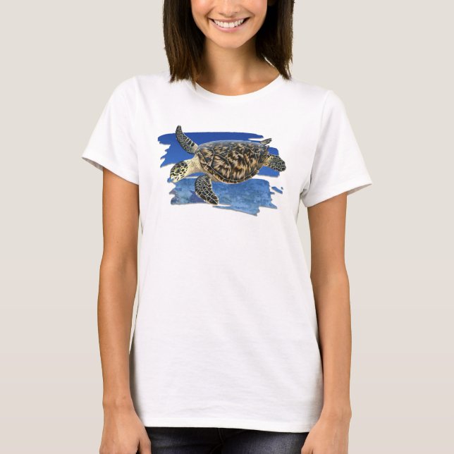 Hawksbill Seeschildkröte im Lebensraum-T - Shirt (Vorderseite)