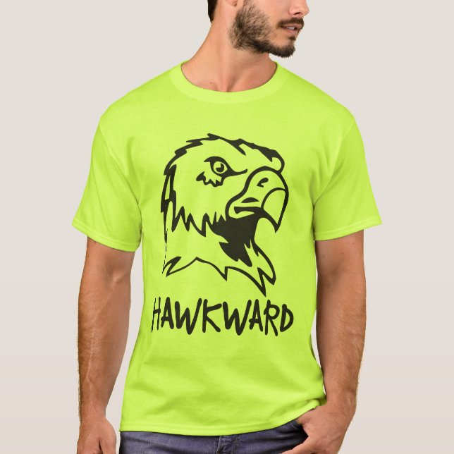 Hawkward - ungeschicktes Falke-Wortspiel T-Shirt (Vorderseite)