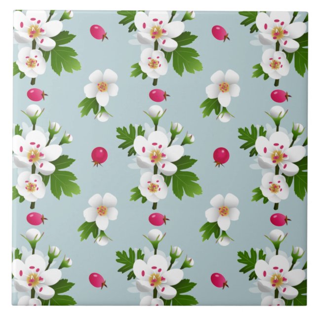Hawthorn-Blume Fliese (Vorderseite)