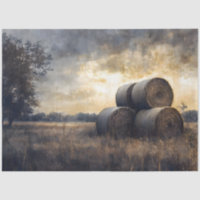 Hay Bales in Field Vintag Decoupage