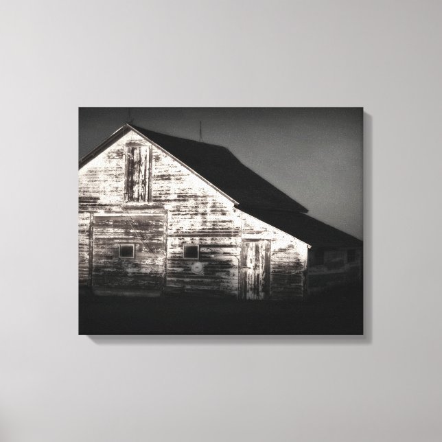 Hay Barn in Schwarz und Weiß Leinwanddruck (Vorderseite)