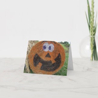 Hay Barrel Pumpkin Halloween Card Karte
