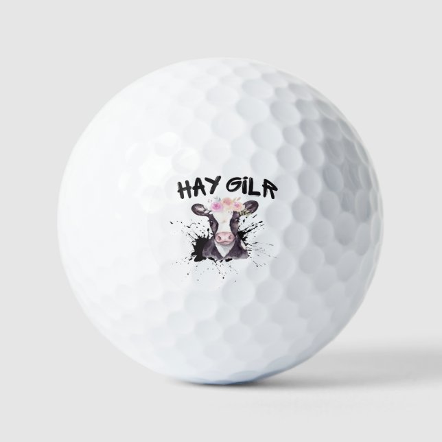 Hay Girl Bauer Funny Cattle Cow Farm Liebhaber Golfball (Vorderseite)