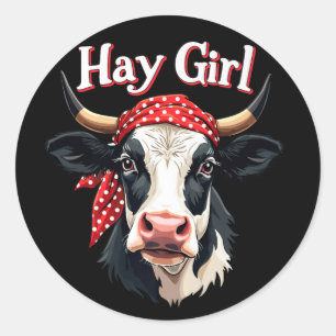 Hay Girl Bauer Funny Cattle Cow Farm Liebhaber Runder Aufkleber