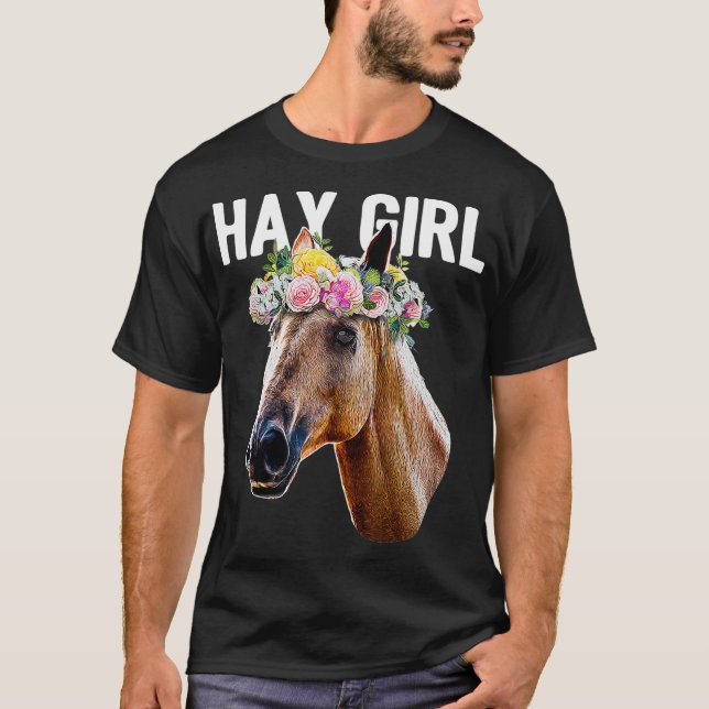 Hay Girl Flora Horse Reiten Reiten T-Shirt (Vorderseite)