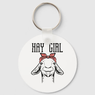 Hay Girl Goat Funny Farm Animal Girls Kinder Klein Schlüsselanhänger