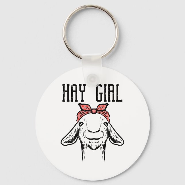 Hay Girl Goat Funny Farm Animal Girls Kinder Klein Schlüsselanhänger (Vorderseite)