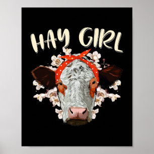 Hay Girl Heifer Bauer Cow Bandana Poster