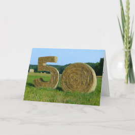 "Hay! Happy 50." Grußkarte mit Hay Bales Karte