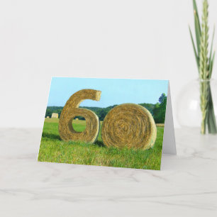 Hay! Happy 60." Grußkarte mit Hay Bales Karte