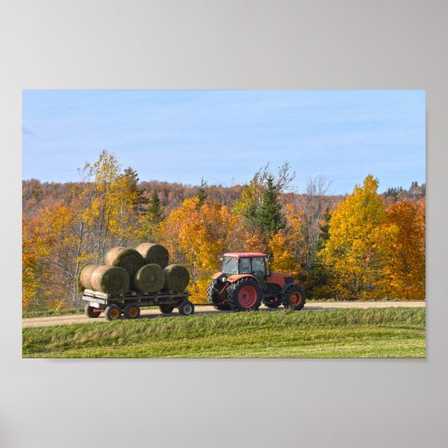 Hay Hauling in Vermont im Herbst Poster (Vorne)
