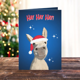 Hay Hay Hay Pun Donkey Weihnachtsmannmütze Feiertagskarte