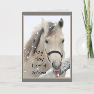 Hay Let it Snow Horse Catching Snowflakes Spaß Karte