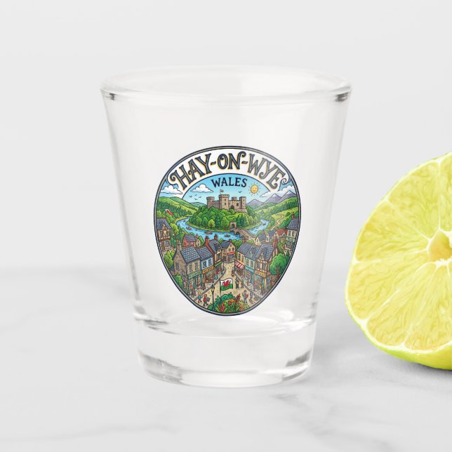 Hay-on-Wye Wales Schnapsglas (Vorderseite)