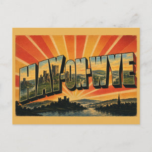 Hay-on-Wye Wales Vintage Reise Kunst Postkarte