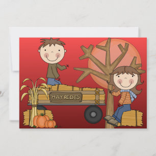 Hay Ride Autumn Party Invite - African American bo Einladung