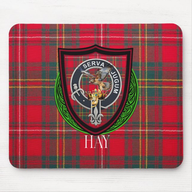 Hay schottisches Clan-Tartan und Wappen Mousepad (Vorne)