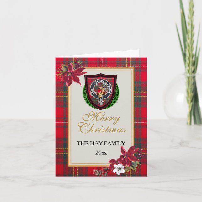 Hay Scottish Clan Tartan & Crest Karte (Vorderseite)