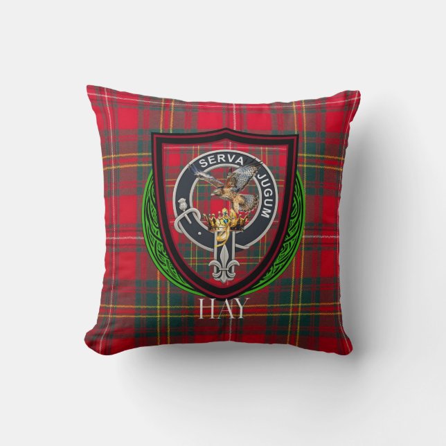 Hay Scottish Clan Tartan & Wappen Kissen (Vorderseite)