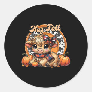 Hay There Pumkin Highland Kuh Fall Herbst Thanksgi Runder Aufkleber