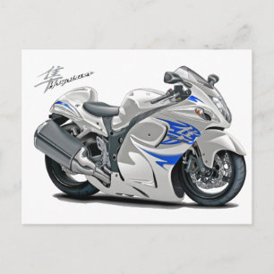Hayabusa White-Blue Bike Postkarte