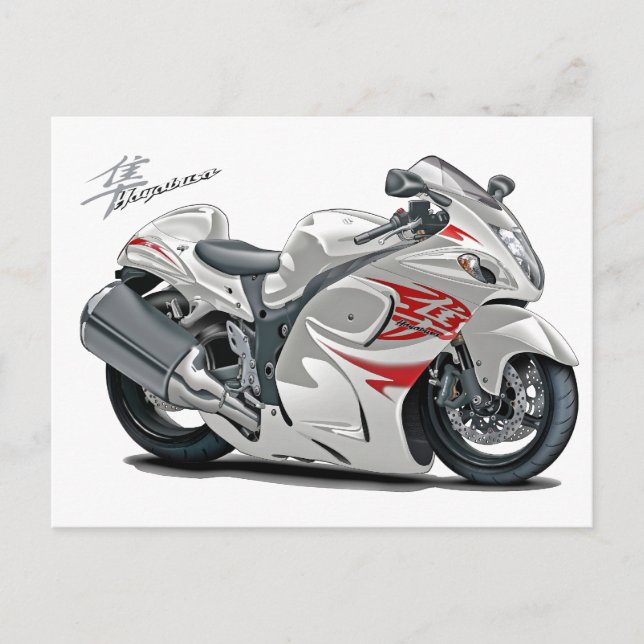 Hayabusa White-Red Bike Postkarte (Vorderseite)