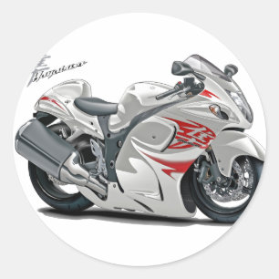 Hayabusa White-Red Bike Runder Aufkleber