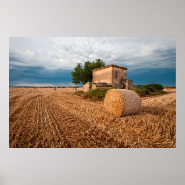 Haybale in der Provence Poster (Vorne)