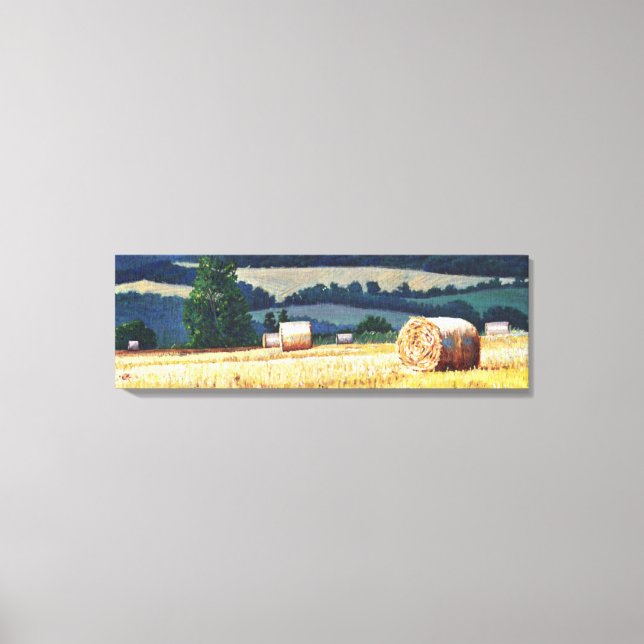 Haybales auf Hügelölen auf der Leinwand (Vorderseite)