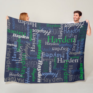 Hayden personalisierter Name Grün Blau graue Decke