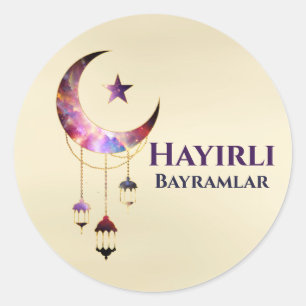 Hayirli Bayramlar - Eid Mubarak - Happy Eid Runder Aufkleber