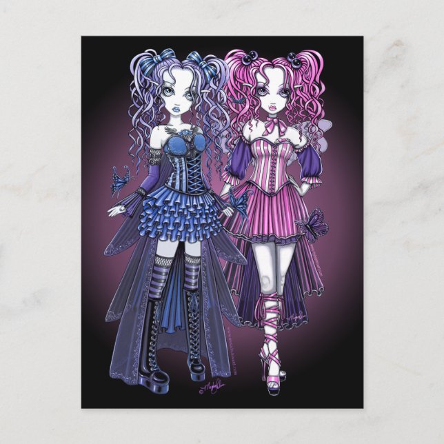 Haylee & Maegan Gothic Fairies Postcard Postkarte (Vorderseite)