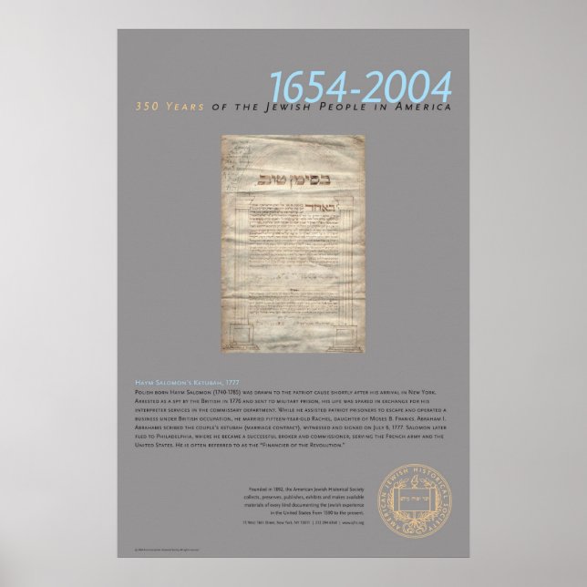 Haym Salomons Ketubah, 1777 Poster (Vorne)