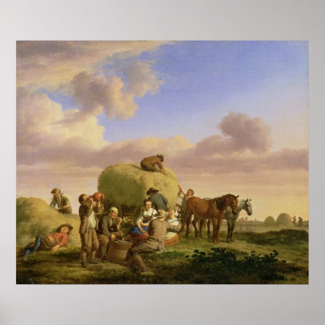 Haymaker auf einem Feld Poster (Vorne)