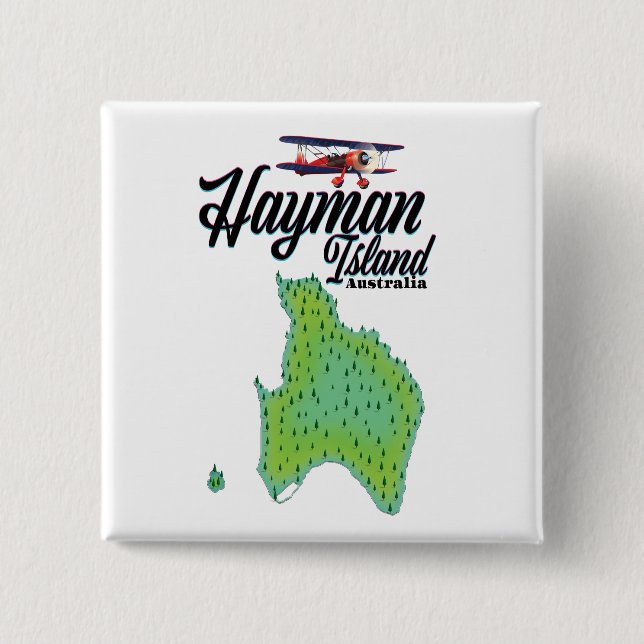 Hayman Island Vintage Reiseplan. Button (Vorderseite)