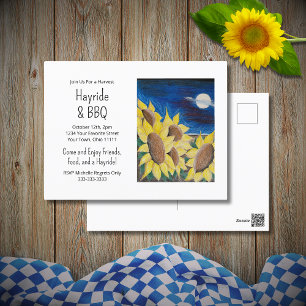 Hayride Barbecue Sunflowers Postkarte