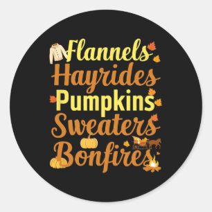 Hayrides Flannel Bonfire Sweaters fallen Halloween Runder Aufkleber