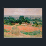 Haystack at Giverny - Claude Monet - 1886 Postkarte<br><div class="desc">Zeigen Sie den Leuten Ihren Stil und Ihre Raffinesse mit dieser Reproduktion eines Kunstwerks mit dem Titel "Haystack at Giverny" von Claude Monet. Landschaft mit Heuhaufen auf einem Feld mit einem Bauernhaus im Hintergrund. Gemalt um 1886.</div>