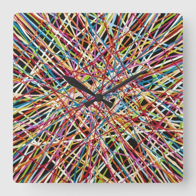 Haystack in der roten Wall-Uhr Quadratische Wanduhr (Vorderseite)