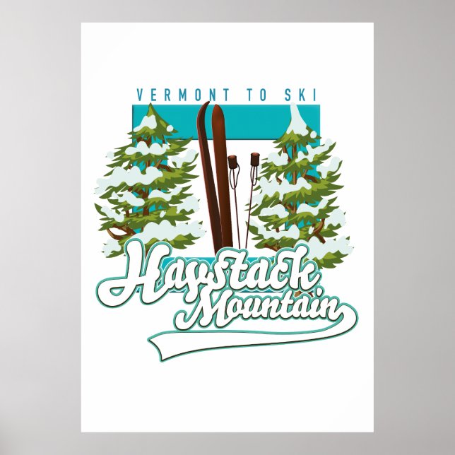Haystack Mountain Vermont USA Ski Logo Poster (Vorne)