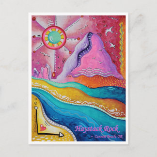 Haystack Rock Cannon Beach ODER Reise Kunst, Dicht Postkarte