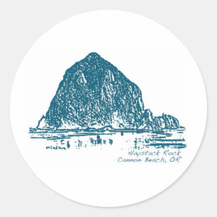 Haystack Rock Illustration Runder Aufkleber