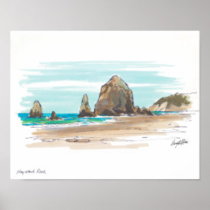 Haystack Rock Poster